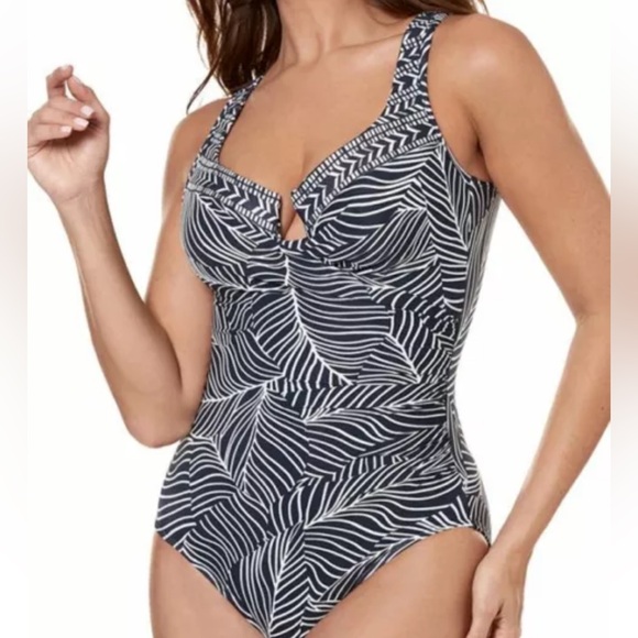 Miraclesuit Escape Lanai Botanical 10 & 12 Black One-Piece Maillot Swimsuit USA - Picture 5 of 5